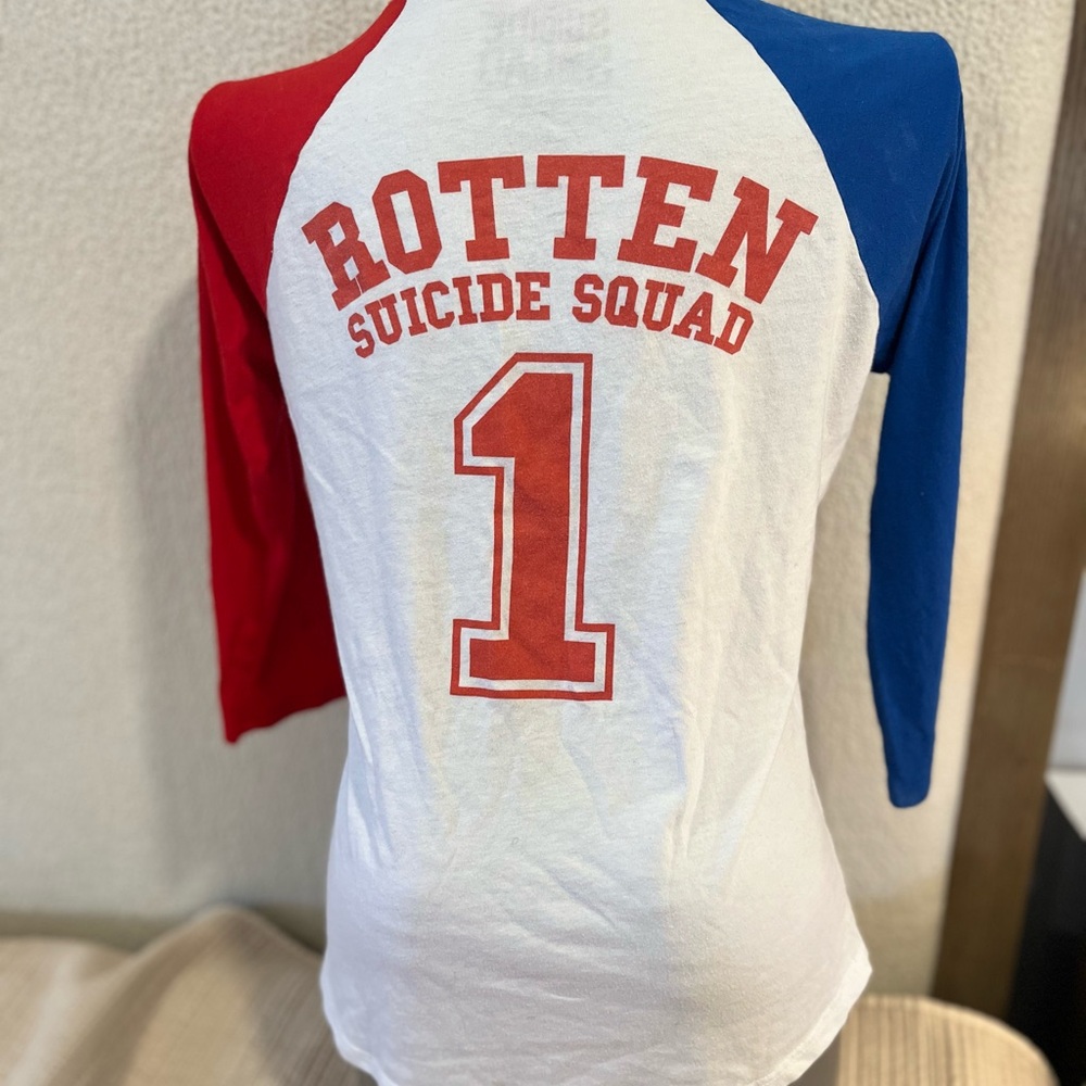 Women's Red, Blue & White Raglan Graphic Baseball Tee